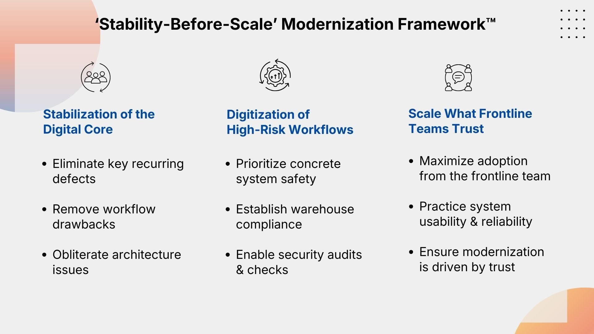 Clarion Stability Before Scale Modernization Framework