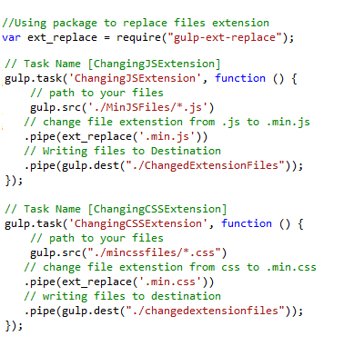 Change file extension for JavaScript and CSS file