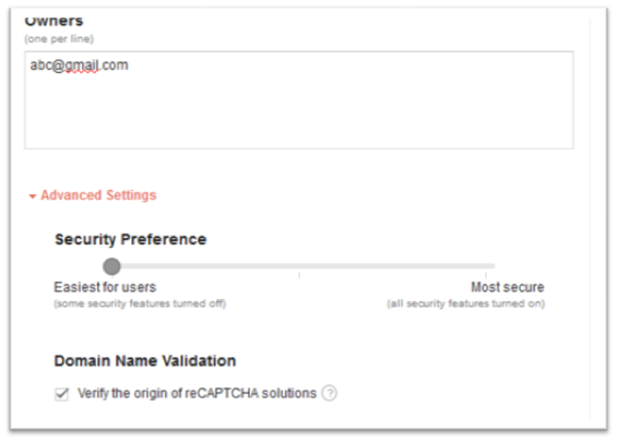 reCAPTCHA - security preferences