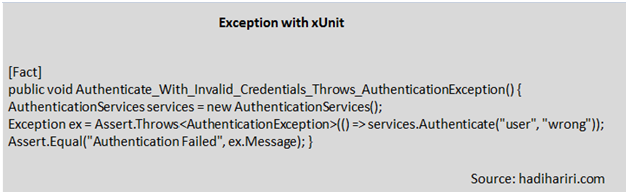 Exception with xUnit