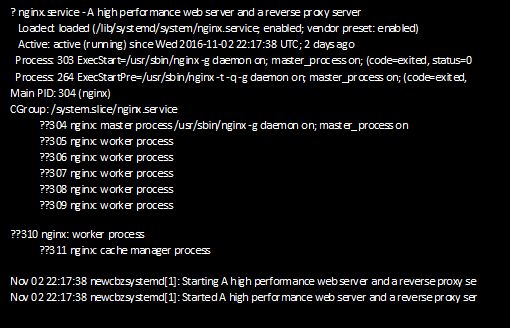 output of server status