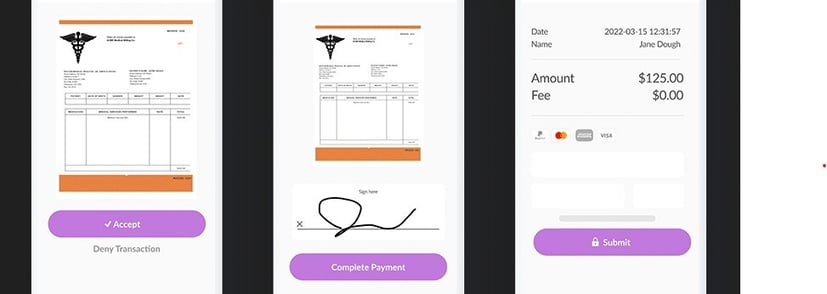 Integrated payment feature in healthcare application