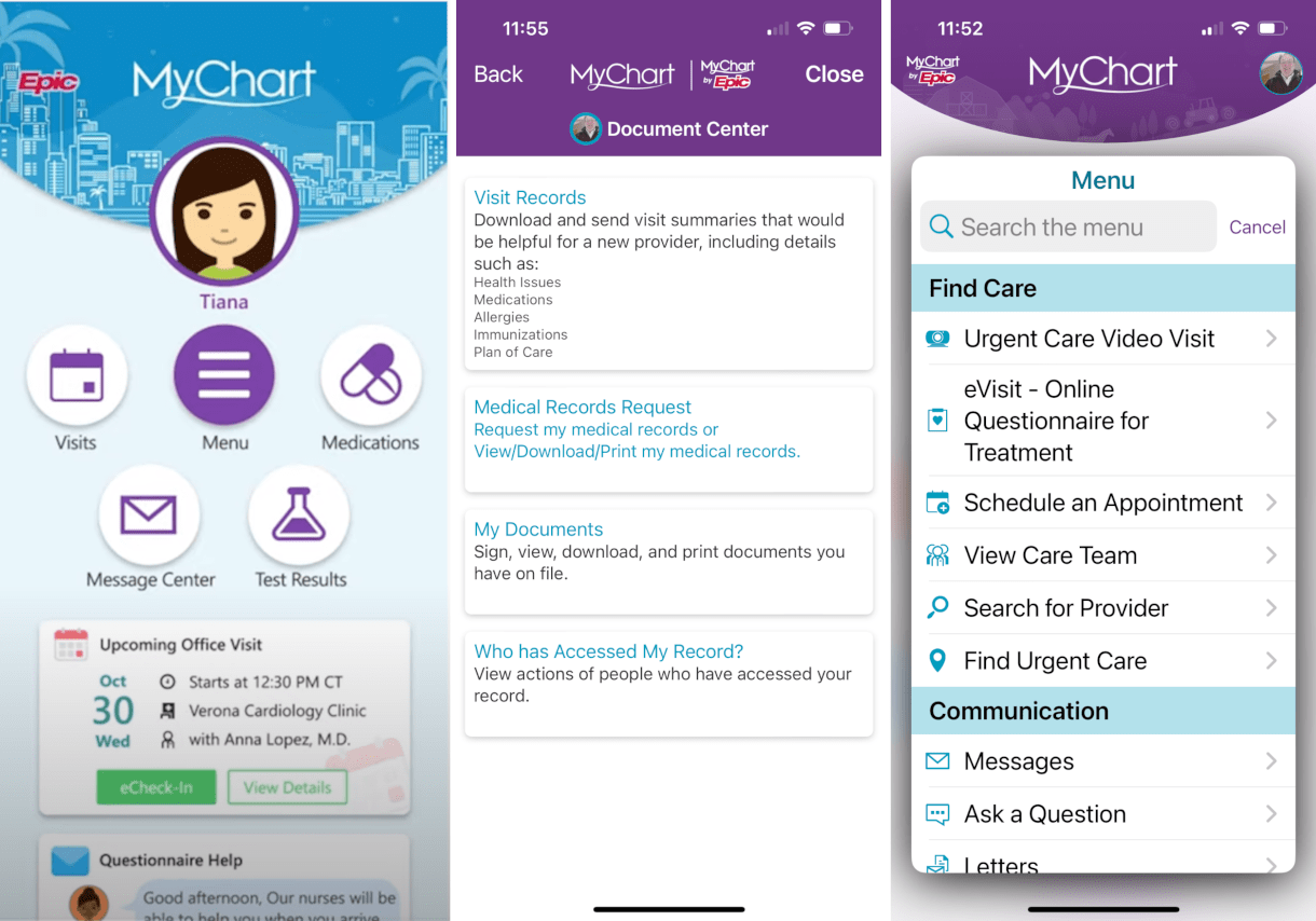 EMR and EHR management feature in healthcare application