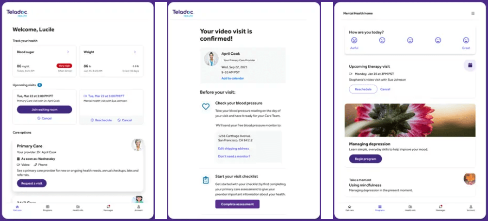 Physician consultation feature in healthcare application